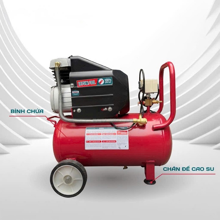 Máy Nén Khí Đầu Liền 2 Tụ Nakawa 2.5HP NK-2T2530E 30L