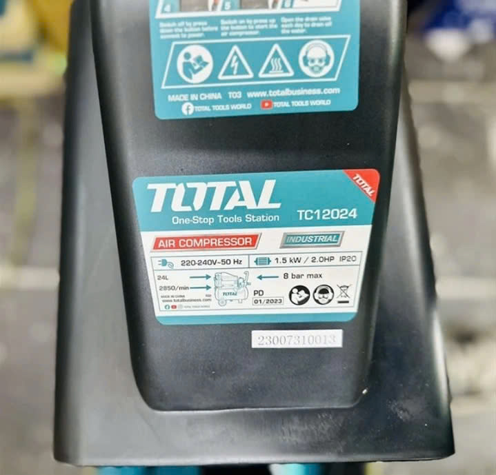 Máy Nén Khí Có Dầu Total 2Hp 24L TC12024