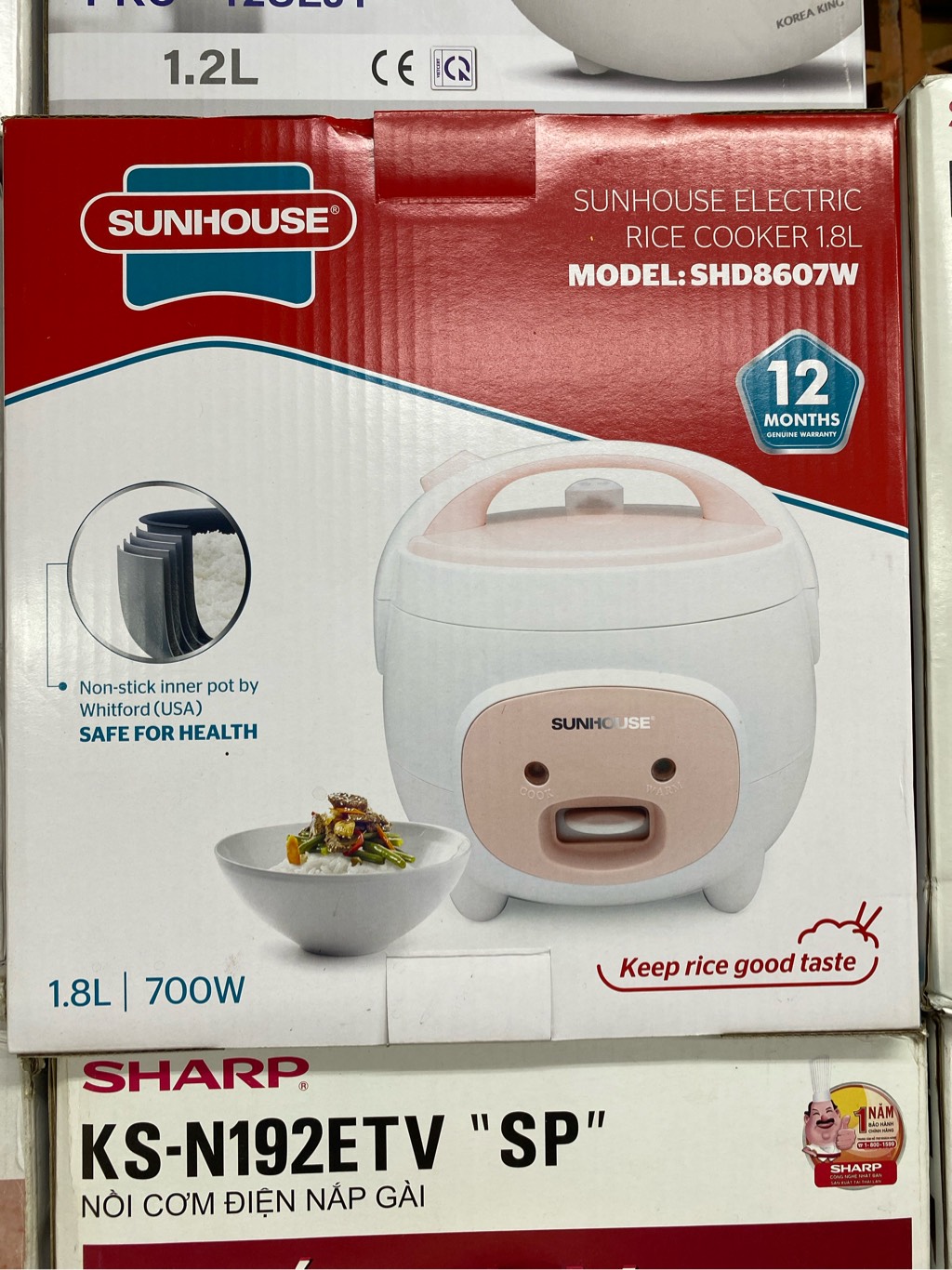 Nồi cơm điện 1.8L Sunhouse SHD8607W