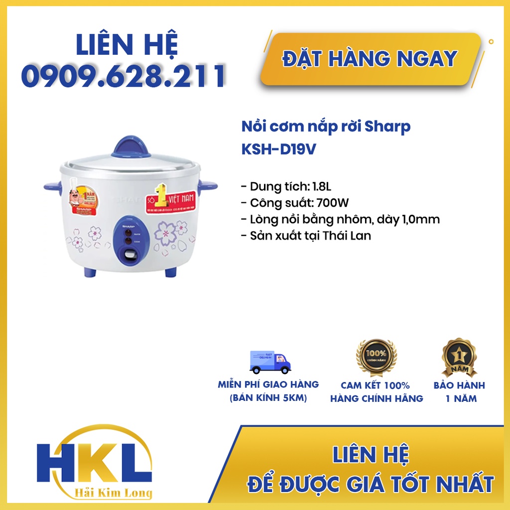 Nồi cơm điện Sharp 1.8 lít KSH-D19V