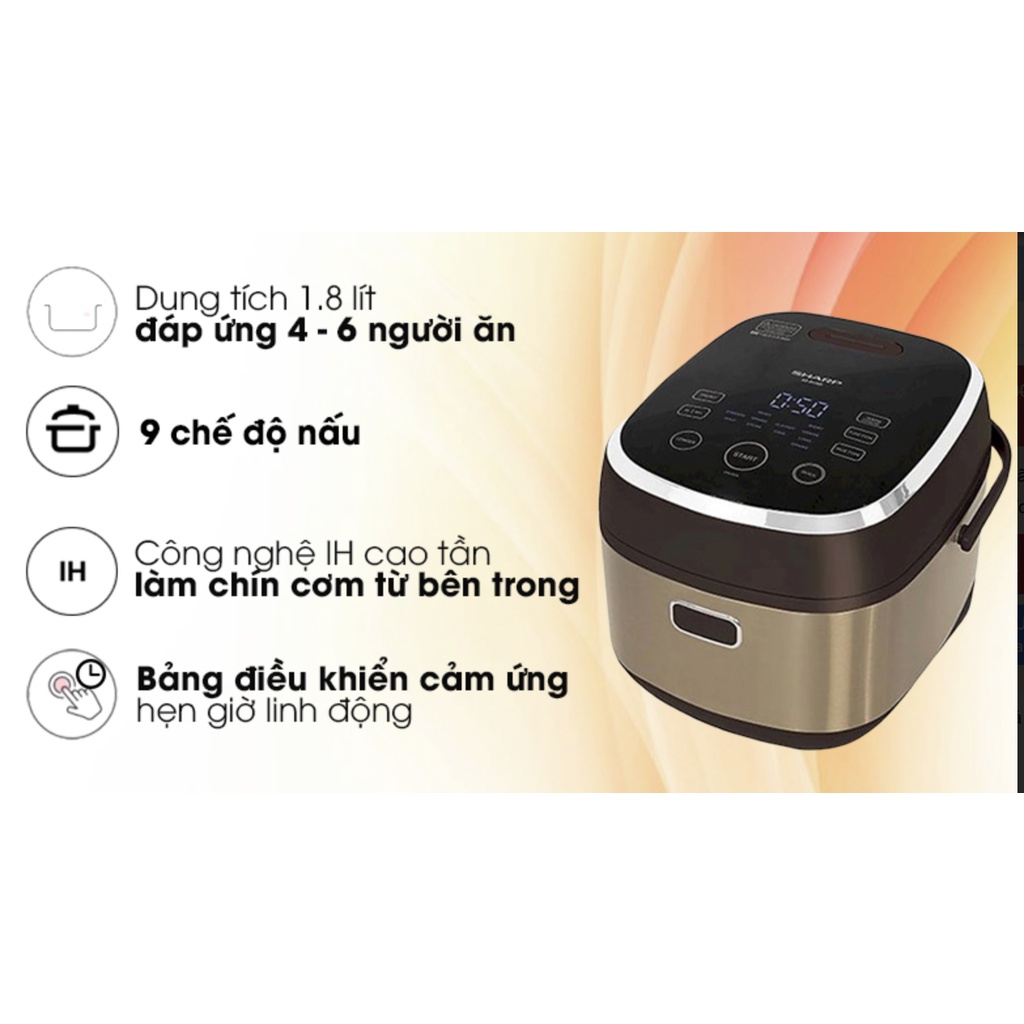Nồi Cơm Điện Cao Tần Sharp KS-IH190V-GL (1.8 Lít) - Màu Vàng Đồng - Hàng chính hãng
