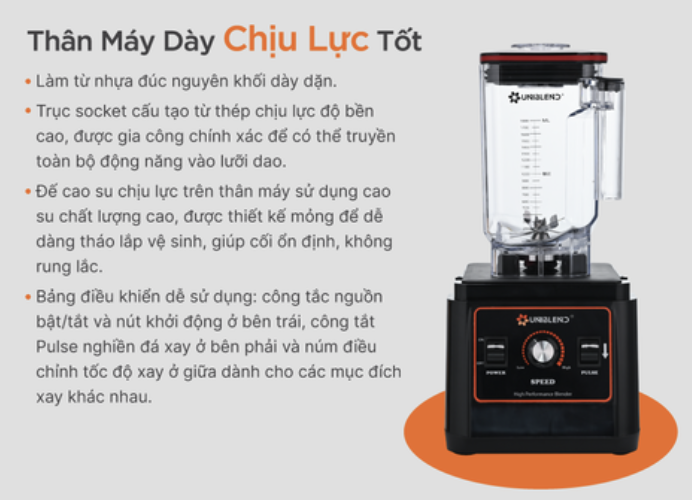 Máy xay sinh tố công nghiệp Uniblend UB-712 - KHÔNG KÈM NẮP CHỐNG ỒN