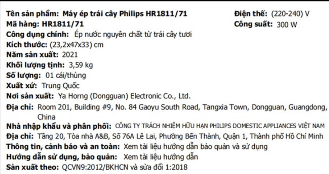 Máy ép trái cây Philips HR1811