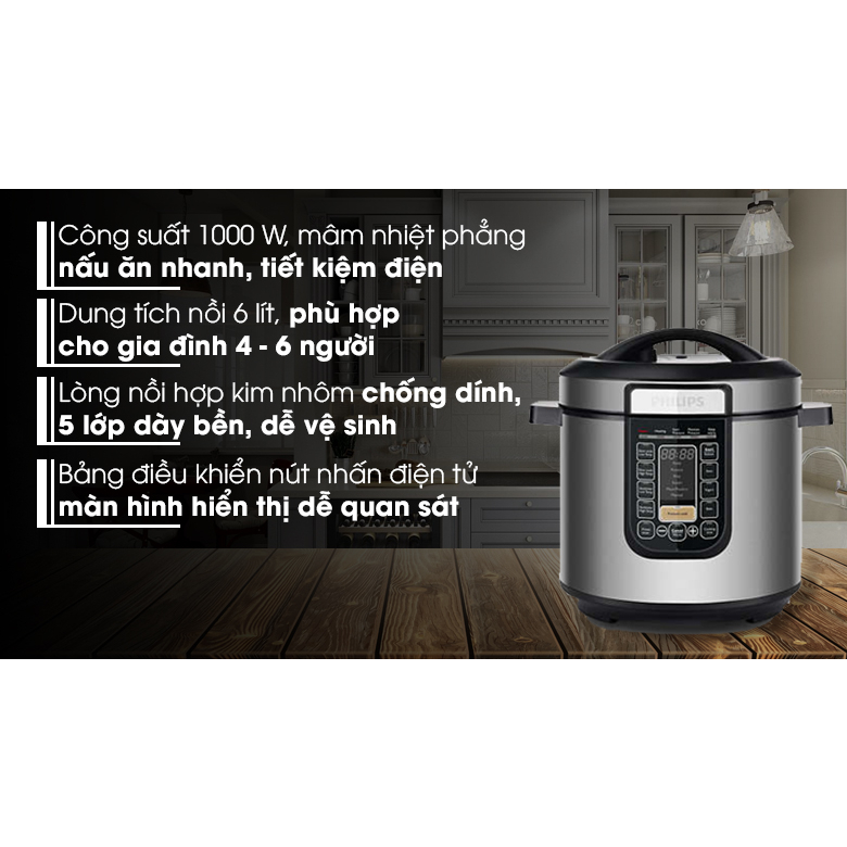 Nồi áp suất điện Philips HD2137/65 6 lít