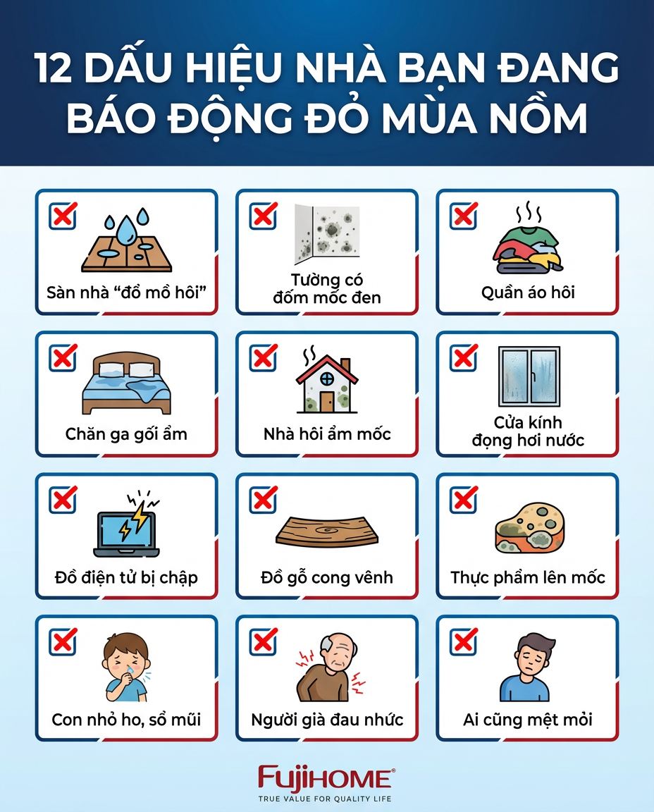 12 DẤU HIỆU NHÀ BẠN ĐANG “BÁO ĐỘNG ĐỎ” MÙA NỒM
