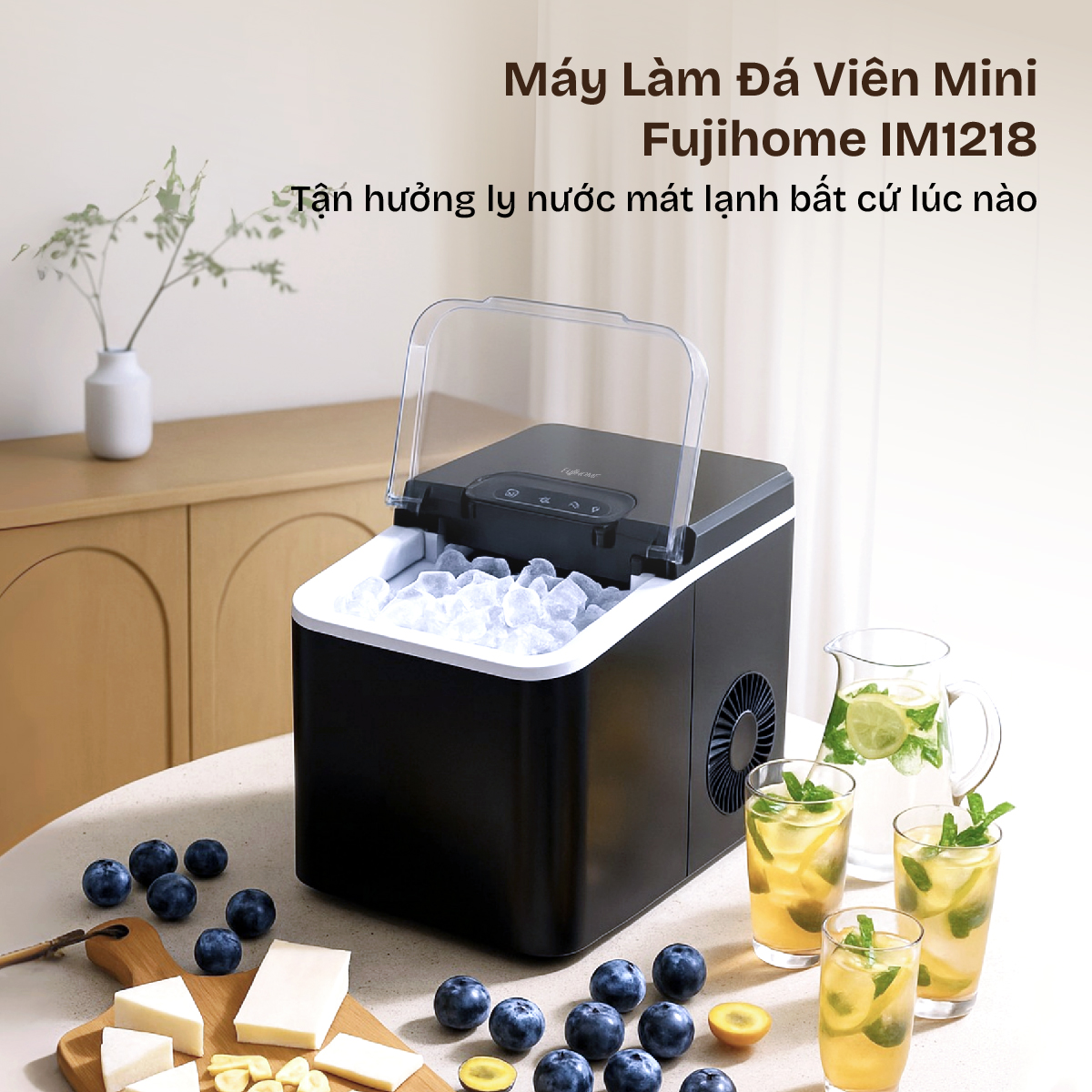 🧊 Fujihome IM1218 – Máy Làm Đá Viên Mini Giải Pháp Đá Sạch Tiêu Chuẩn Mỗi Ngày