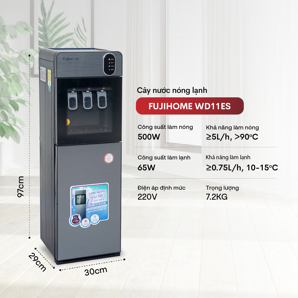 Cây nước nóng lạnh cao cấp Fujihome WD11ES