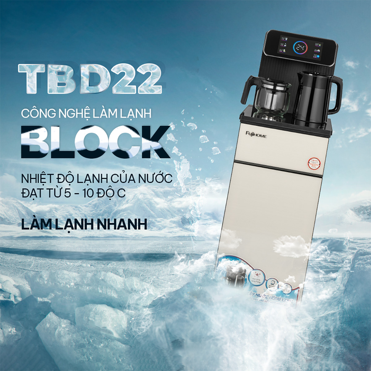 Cây Nước Nóng Lạnh Bình Âm Kết Hợp Bàn Pha Trà, Cafe Fujihome TBD22