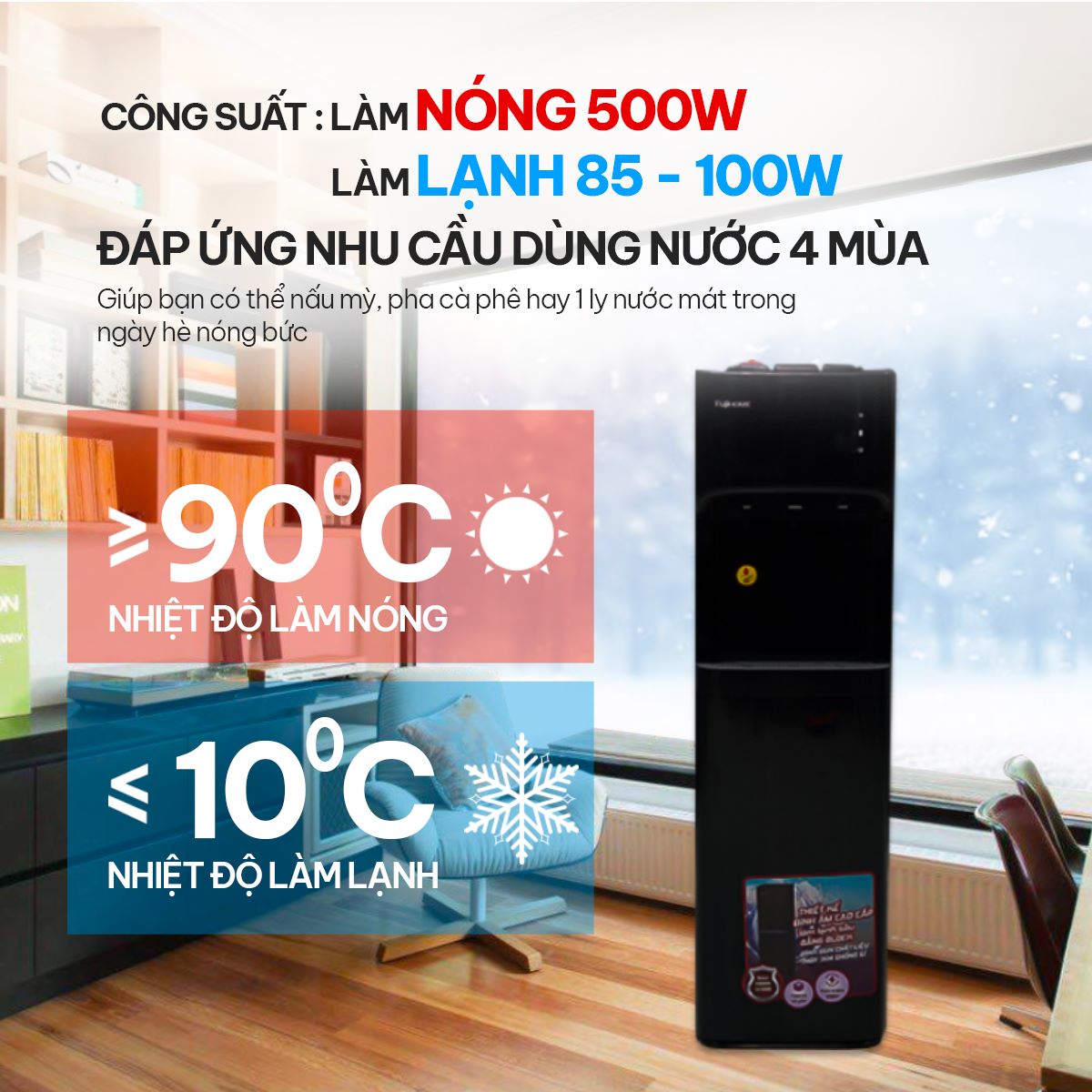 Cây nước nóng lạnh bình âm cao cấp Fujihome WD606C