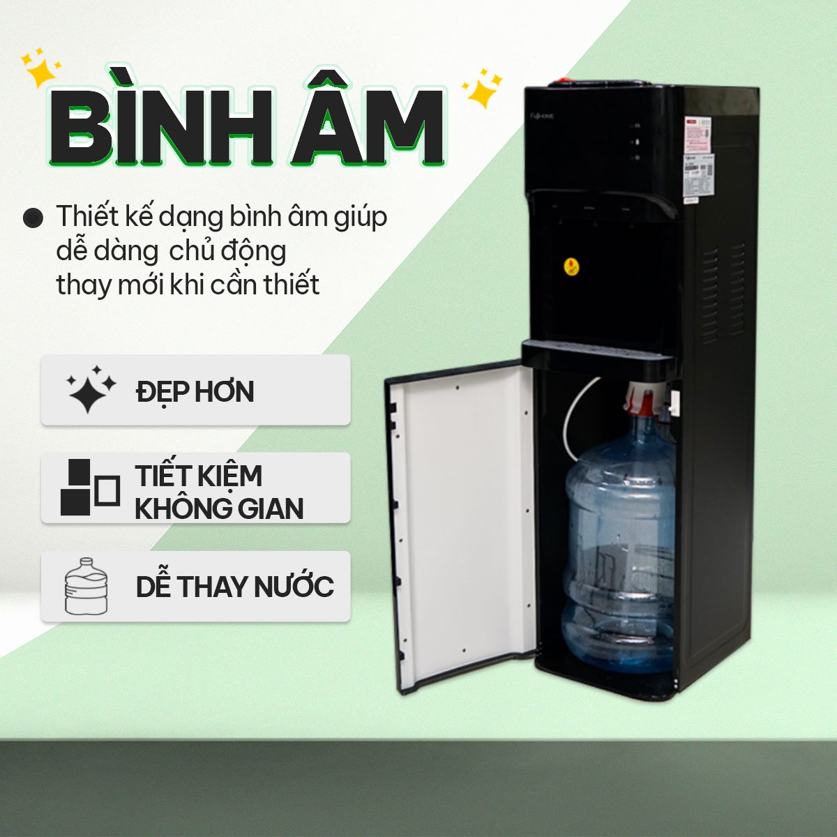 Cây nước nóng lạnh bình âm cao cấp Fujihome WD606C