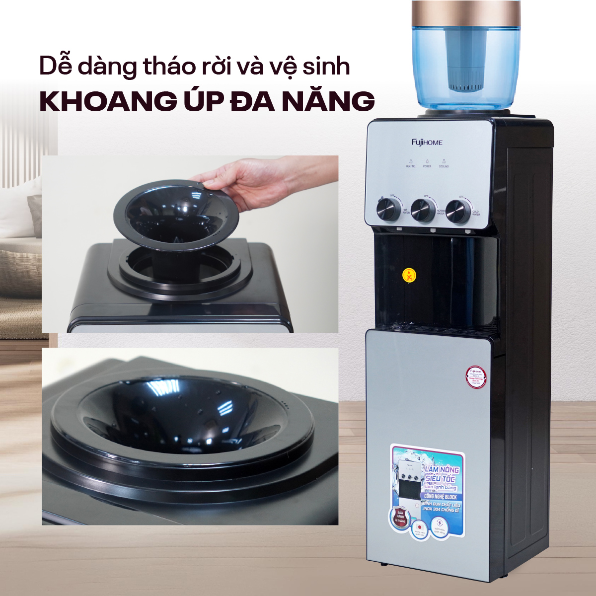 Cây nước nóng lạnh cao cấp Fujihome WD677C