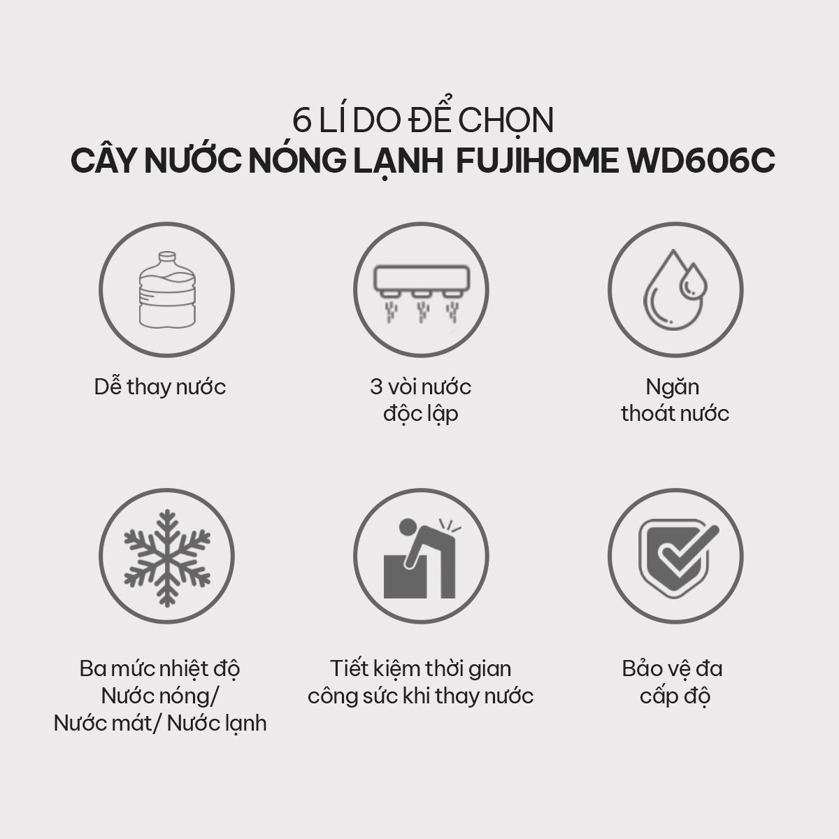 Cây nước nóng lạnh bình âm cao cấp Fujihome WD606C