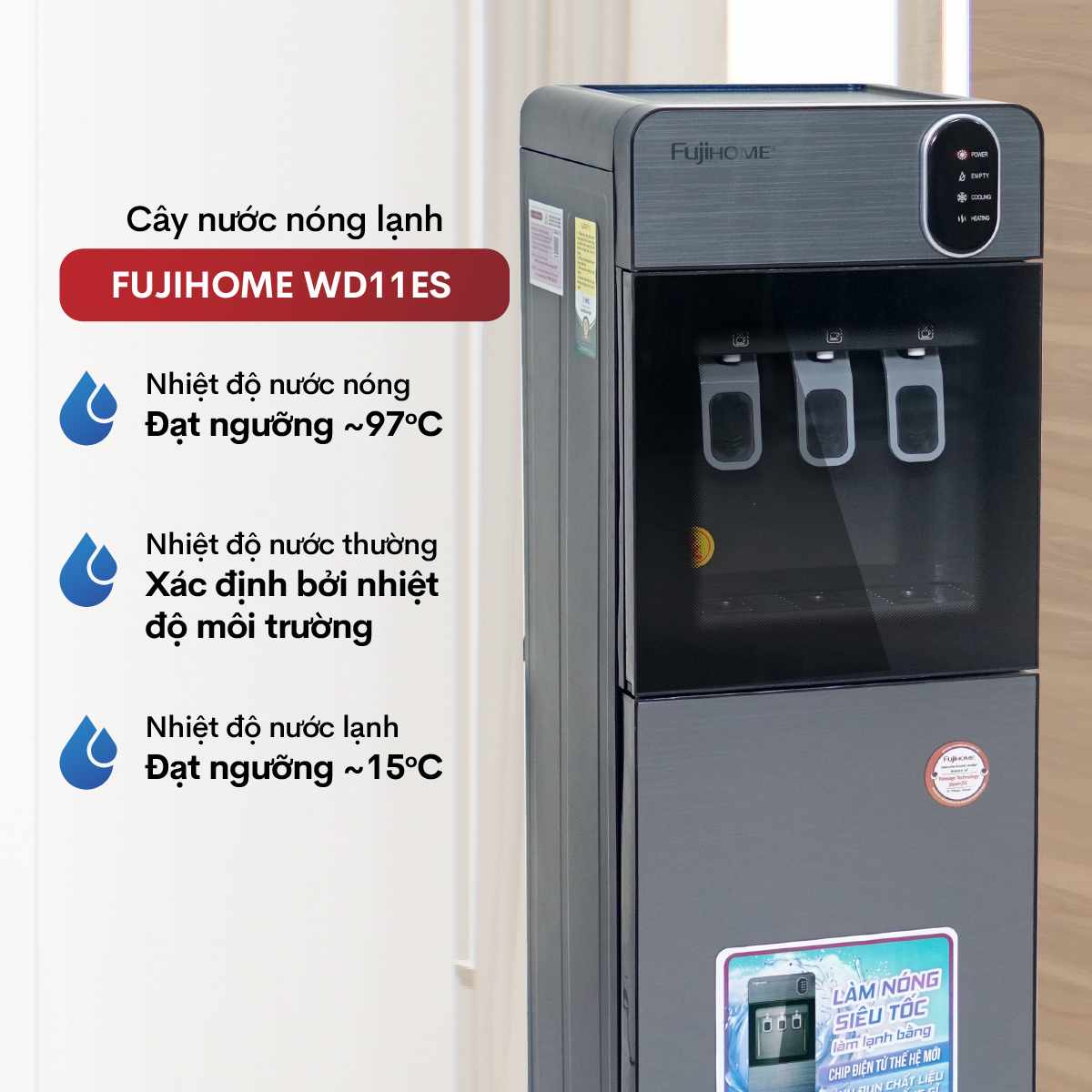 Cây nước nóng lạnh cao cấp Fujihome WD11ES
