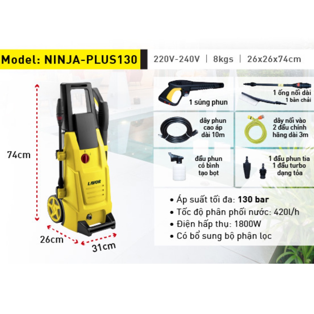 Máy phun áp lực nước Lavor NINJA-PLUS130