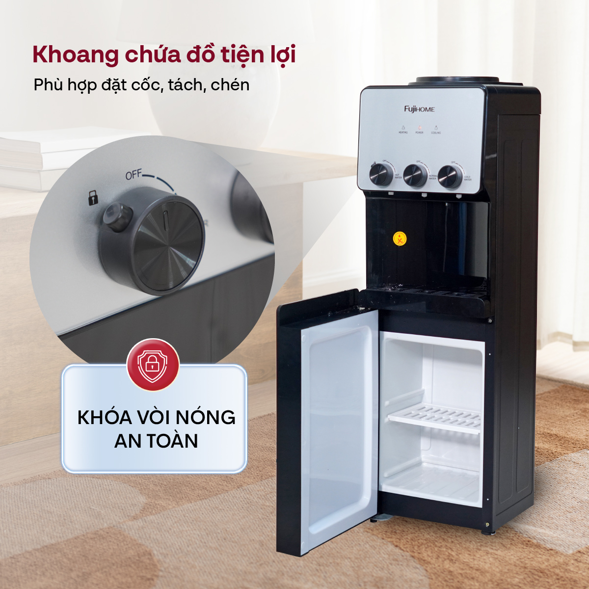 Cây nước nóng lạnh cao cấp Fujihome WD677C