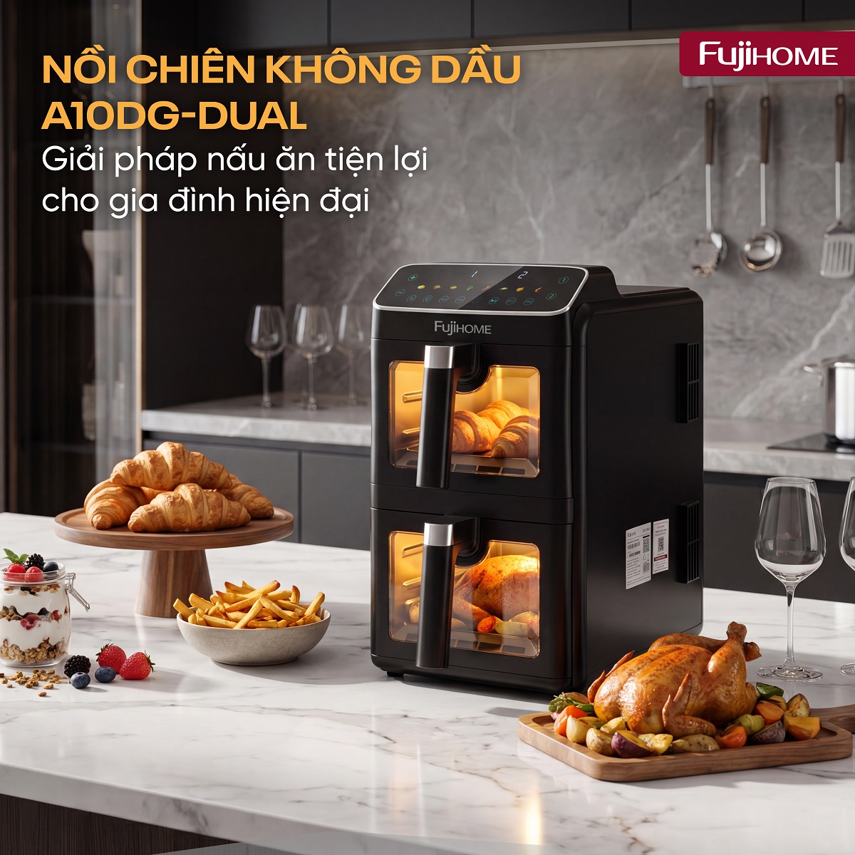 Nồi chiên không dầu Fujihome A10DG-DUAL