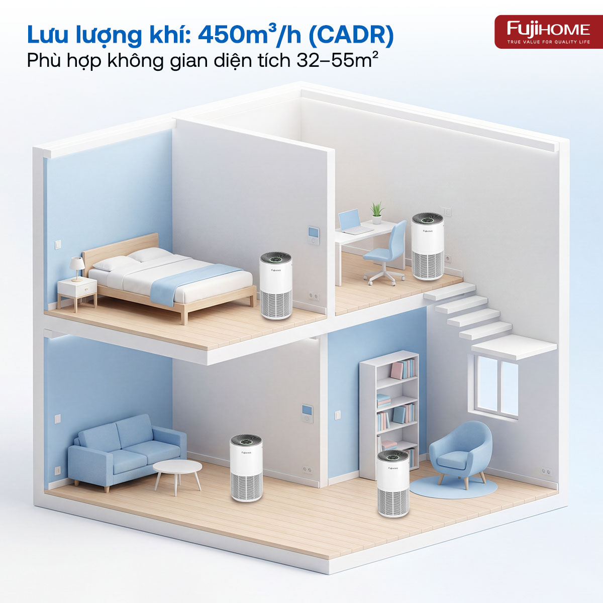 Máy lọc không khí Fujihome AP5GRAND kết nối Wifi thông minh