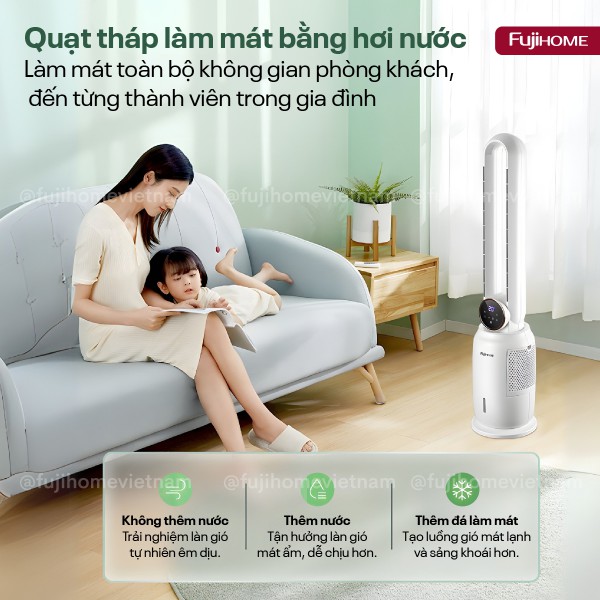 Quạt không cánh hơi nước tích hợp lọc không khí Ion Fujihome BF-03RC