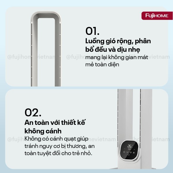 Quạt không cánh lọc không khí HEPA và Ion Fujihome BF-05R-HEPA