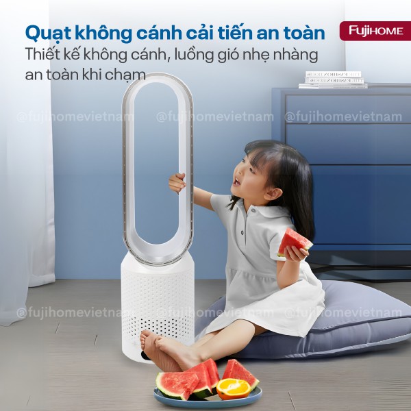 Quạt không cánh Mini lọc không khí khử khuẩn Anion + UV Fujihome BF16