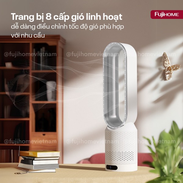 Quạt không cánh Mini lọc không khí khử khuẩn Anion + UV Fujihome BF16