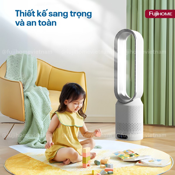 Quạt không cánh Mini lọc không khí khử khuẩn Anion + UV Fujihome BF16