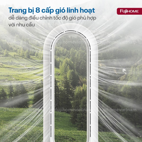 Quạt không cánh Mini, lọc không khí khử khuẩn Anion + UV kết nối WIFI Fujihome BF18