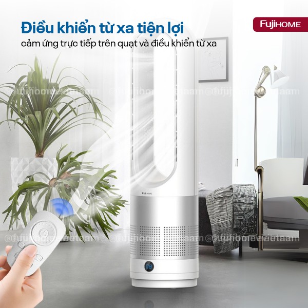 Quạt không cánh Mini, lọc không khí khử khuẩn Anion + UV kết nối WIFI Fujihome BF18