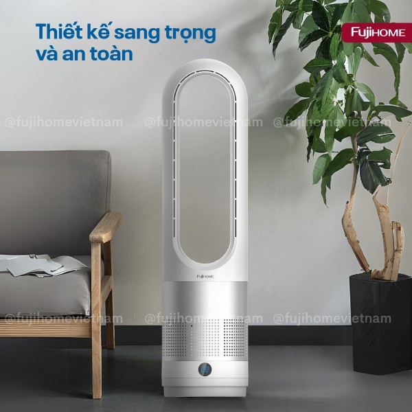 Quạt không cánh Mini, lọc không khí khử khuẩn Anion + UV kết nối WIFI Fujihome BF18