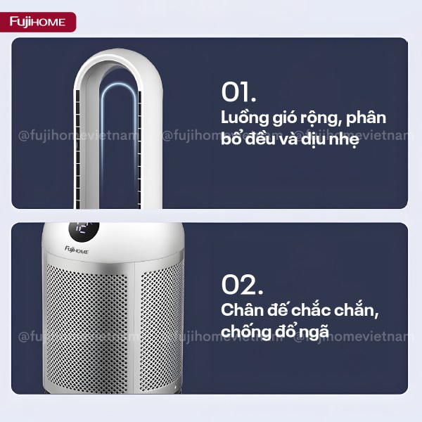 Quạt không cánh tích hợp lọc không khí Fujihome BF307DC