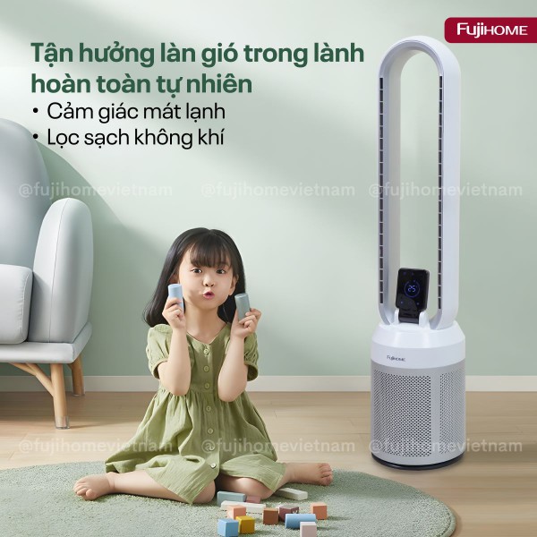 Quạt không cánh tích hợp lọc không khí Fujihome BF308DC