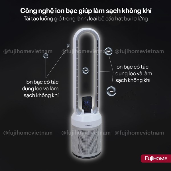 Quạt không cánh tích hợp lọc không khí Fujihome BF308DC