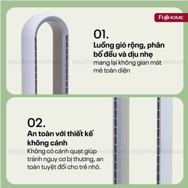 Quạt không cánh tích hợp lọc không khí Fujihome BF308DC