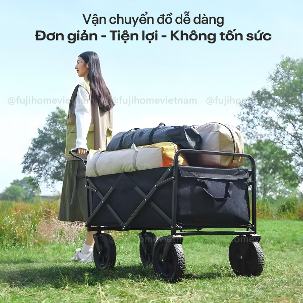 Xe kéo dã ngoại gấp gọn du lịch, cắm trại Fujihome CT-100 (Black)