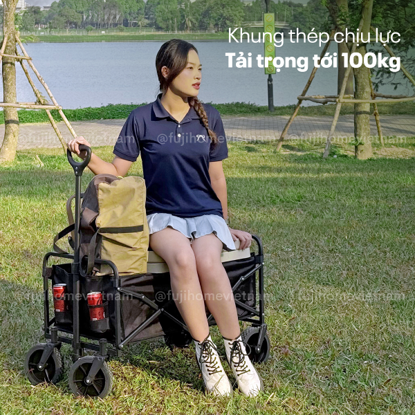 Xe kéo dã ngoại gấp gọn du lịch, cắm trại Fujihome CT-100 (Black)