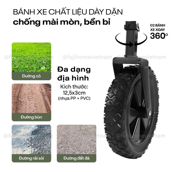 Xe kéo dã ngoại gấp gọn du lịch, cắm trại Fujihome CT-80 (Black)