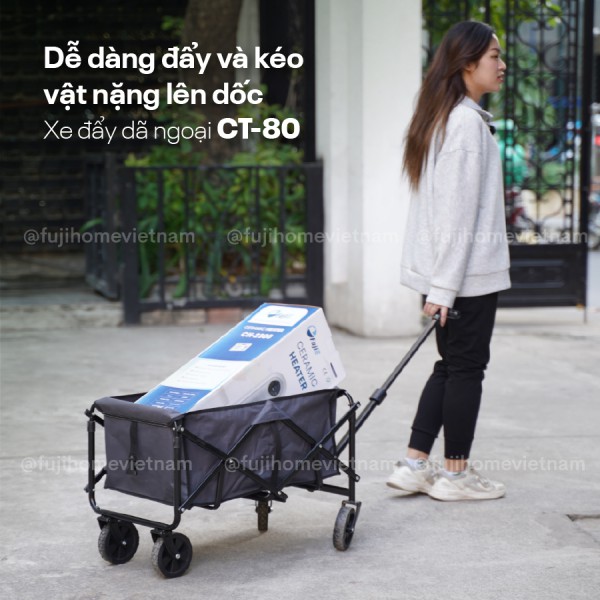 Xe kéo dã ngoại gấp gọn du lịch, cắm trại Fujihome CT-80 (Black)