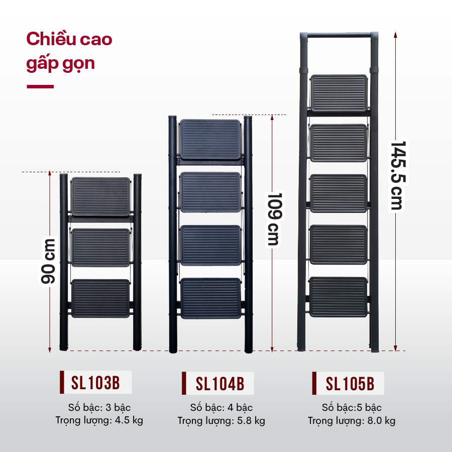 Thang ghế gấp gọn thông minh 5 bậc FUJIHOME SL105B ( Black )