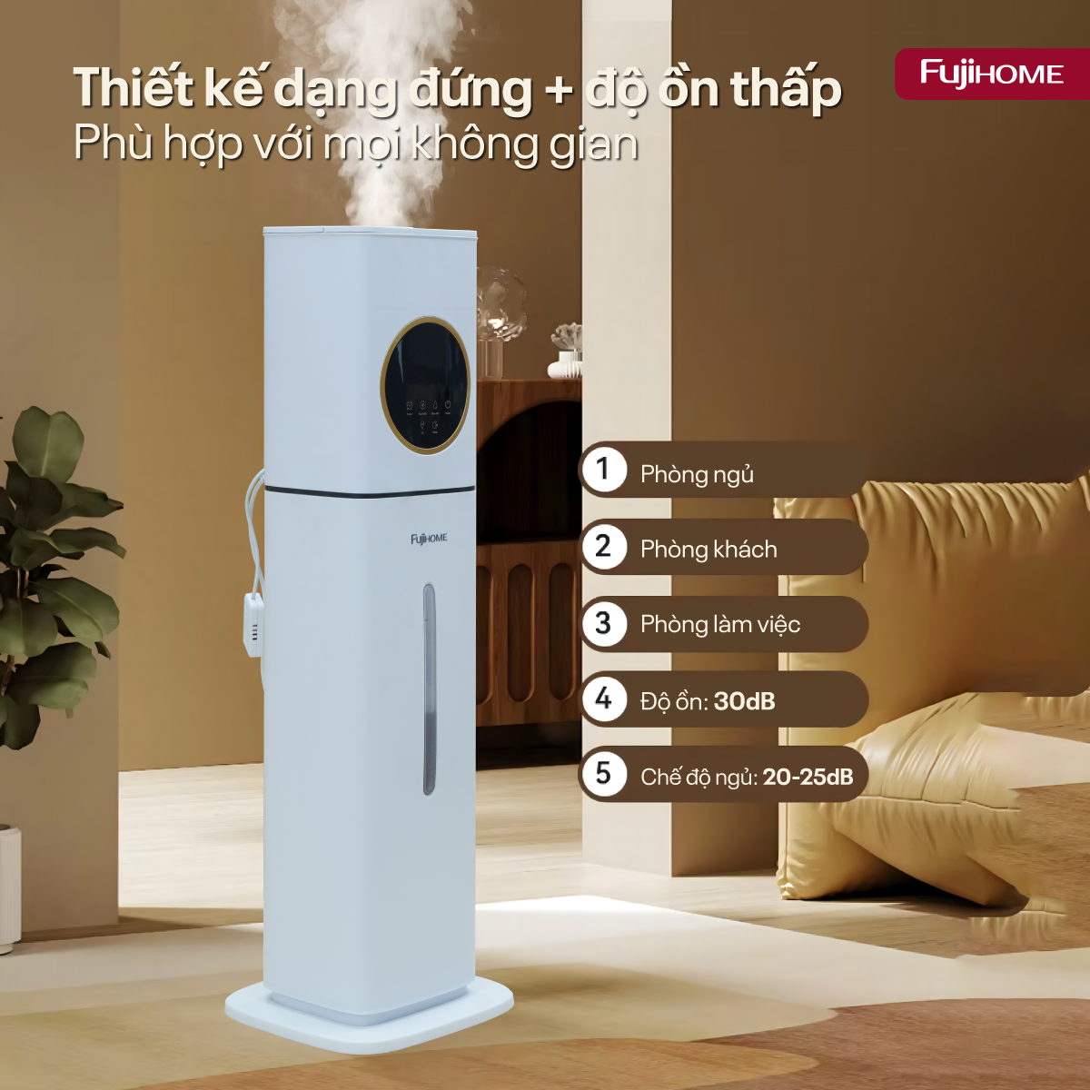 Máy tạo ẩm, xông tinh dầu, khử khuẩn UV dung tích lớn Fujihome HM09UV1