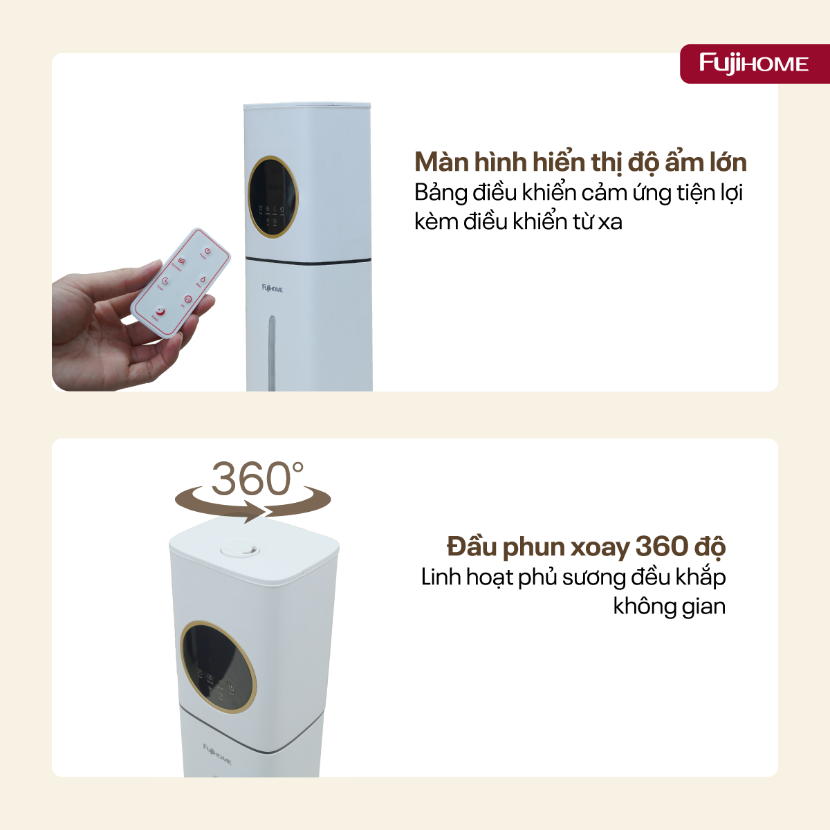 Máy tạo ẩm, xông tinh dầu, khử khuẩn UV dung tích lớn Fujihome HM09UV1