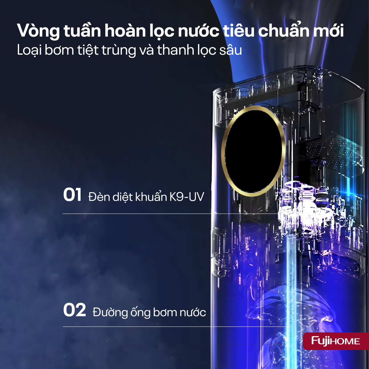 Máy tạo ẩm, xông tinh dầu, khử khuẩn UV dung tích lớn Fujihome HM09UV1
