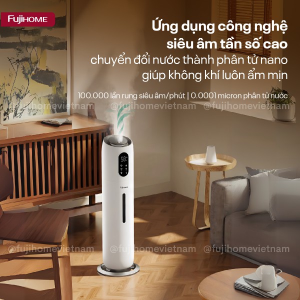 Máy Tạo Ẩm, Xông Tinh Dầu, khử khuẩn UV điều khiển WIFI Fujihome HM10UV-WIFI