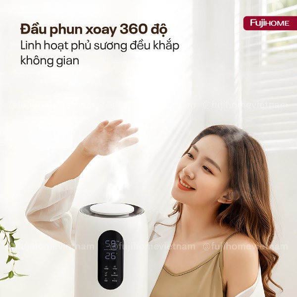 Máy Tạo Ẩm, Xông Tinh Dầu, khử khuẩn UV điều khiển WIFI Fujihome HM10UV-WIFI