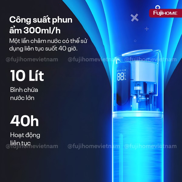 Máy Tạo Ẩm, Xông Tinh Dầu, khử khuẩn UV điều khiển WIFI Fujihome HM10UV-WIFI