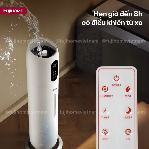 Máy Tạo Ẩm, Xông Tinh Dầu, khử khuẩn UV điều khiển WIFI Fujihome HM10UV-WIFI