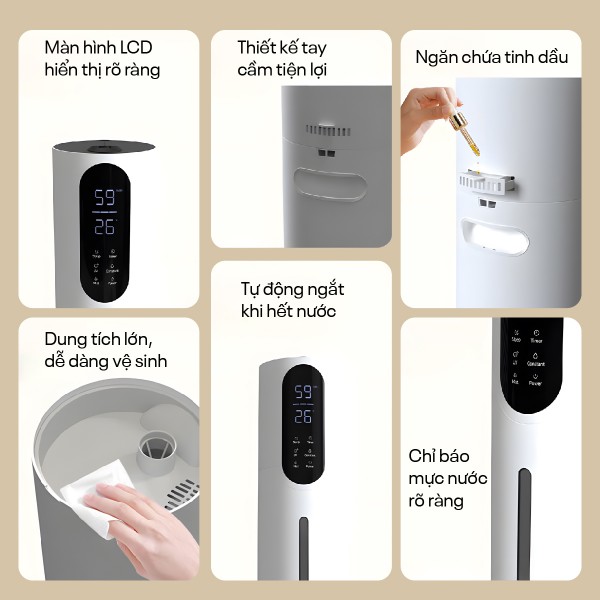 Máy Tạo Ẩm, Xông Tinh Dầu, khử khuẩn UV điều khiển WIFI Fujihome HM10UV-WIFI
