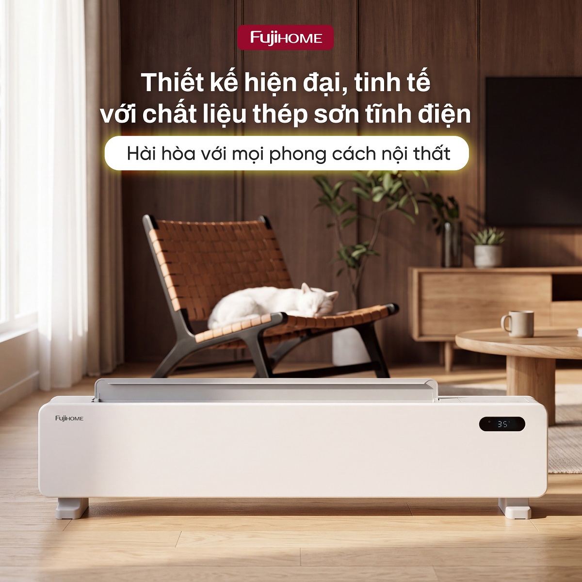Máy sưởi để sàn (máy sưởi chân tường) thông minh Fujihome SH998E