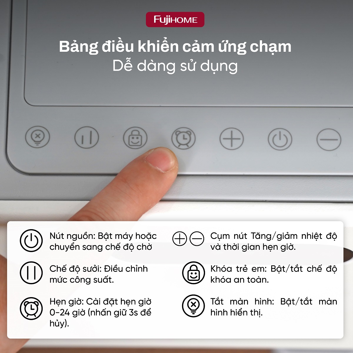 Máy sưởi để sàn (máy sưởi chân tường) thông minh Fujihome SH998E