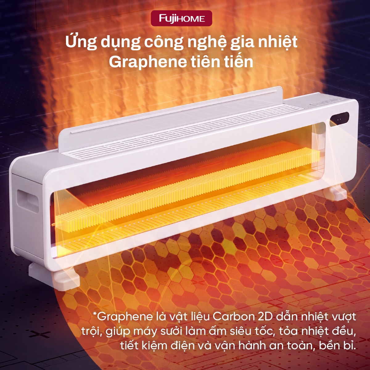 Máy sưởi để sàn (máy sưởi chân tường) thông minh Fujihome SH998E