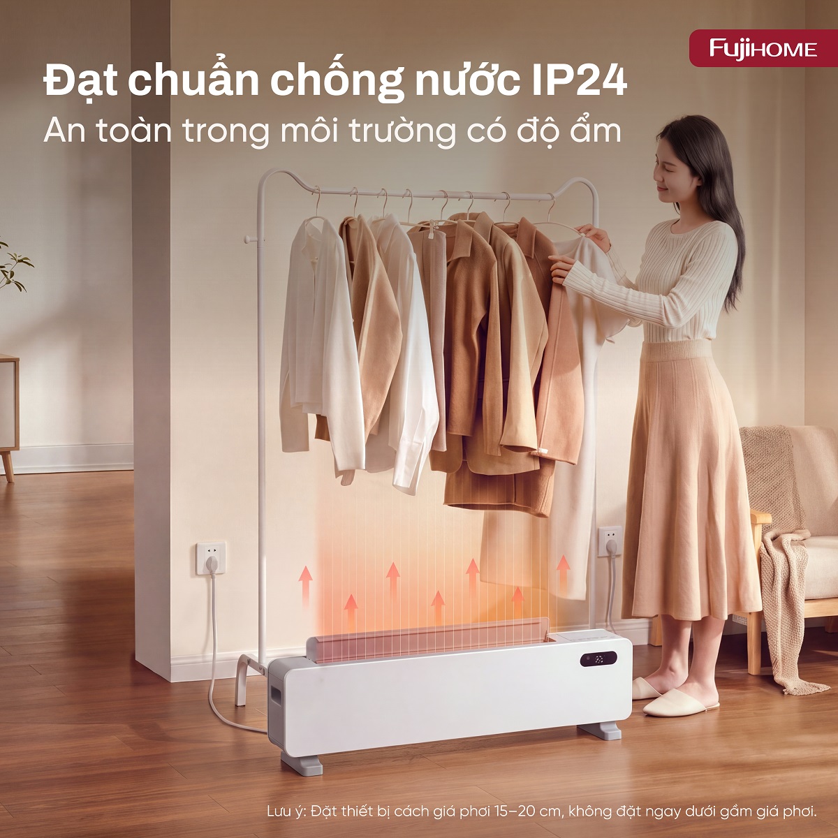 Máy sưởi để sàn (máy sưởi chân tường) thông minh Fujihome SH998E